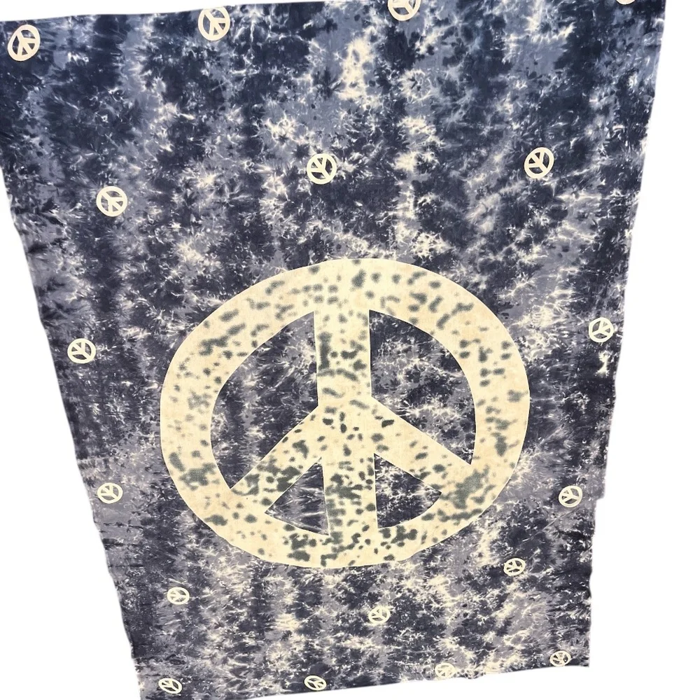 Full Length Navy/White Festival Peace Sign Tie-Dye Tapestry
